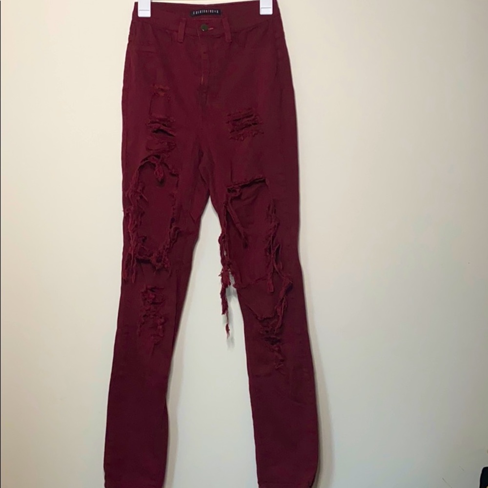 High waisted ripped jeans